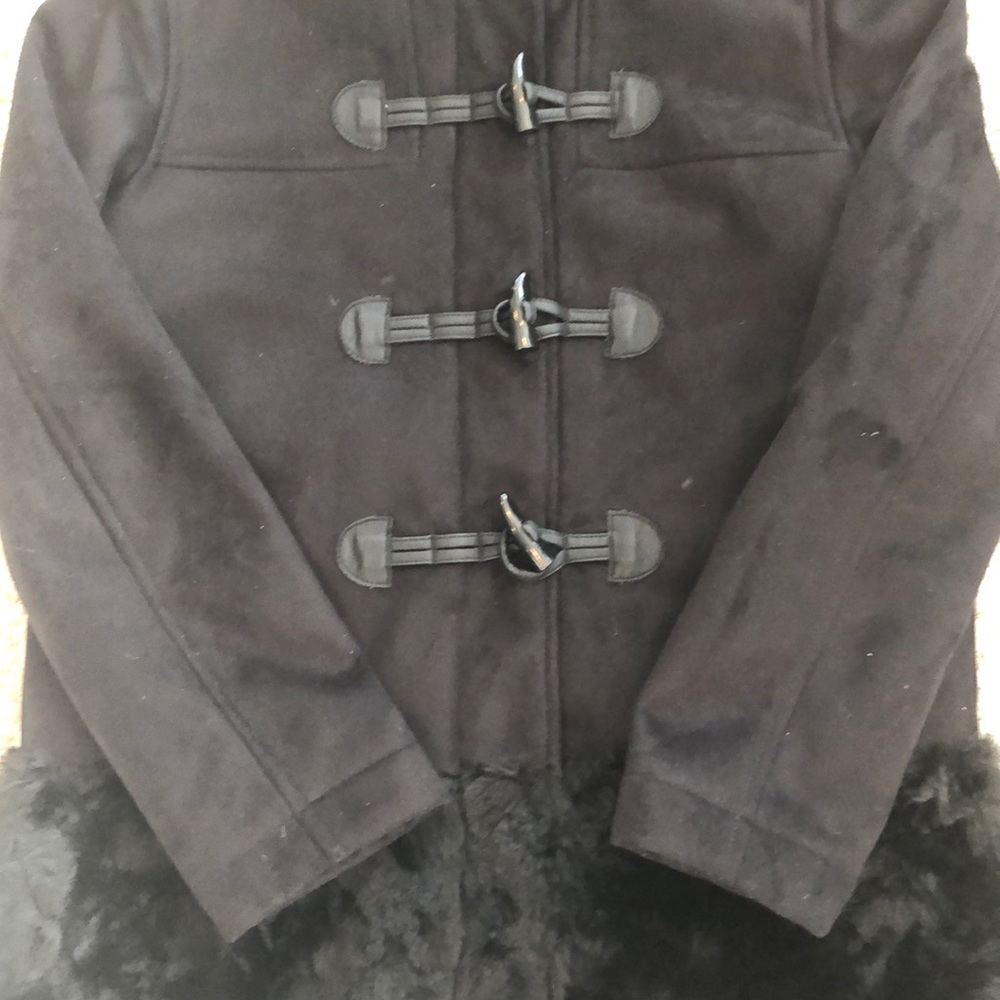 GapKids Girls’ Coat Black Faux Suede & Fur 14/16 - Picture 5 of 7